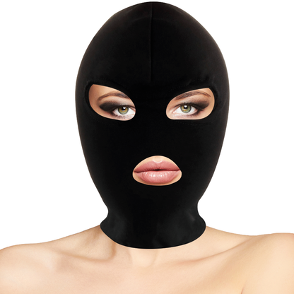 Maschera di sottomissione BDSM bocca e occhi nera di Darkness, immagine 2