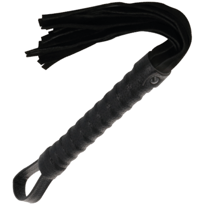 Frusta bondage nera con manico in pelle di Darkness