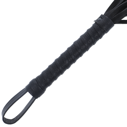 Frusta bondage nera con manico in pelle di Darkness, immagine 2