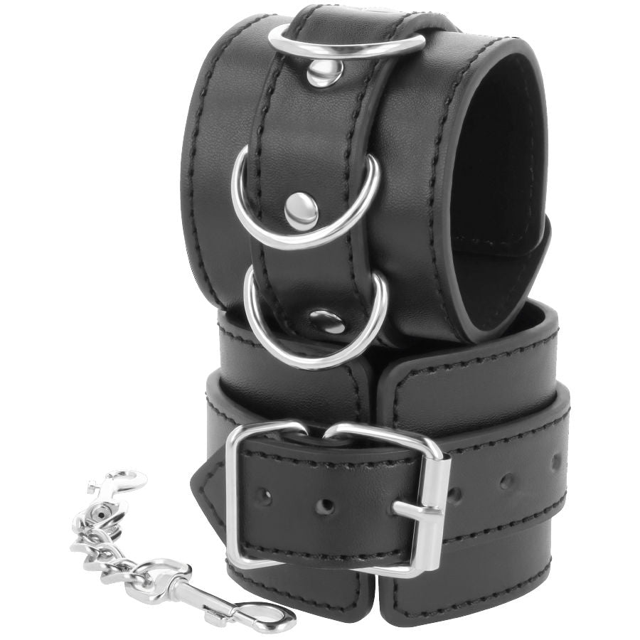 Manette alla caviglia regolabili in pelle nera di Darkness, immagine 3