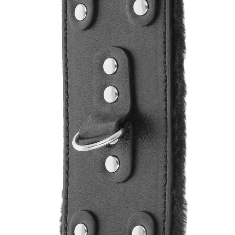Manette nere regolabili in pelle con fodera di Darkness, immagine 3