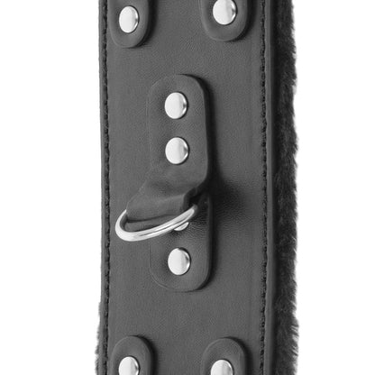 Manette nere regolabili in pelle con fodera di Darkness, immagine 3