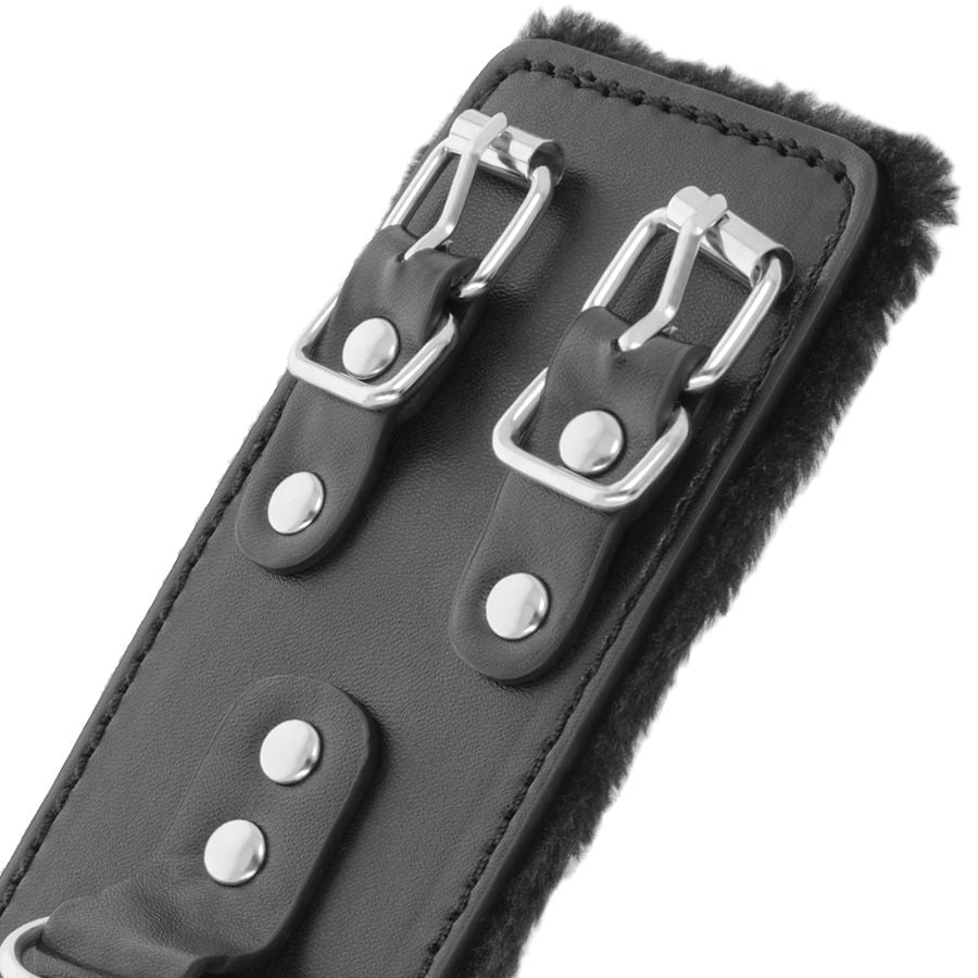 Manette nere regolabili in pelle con fodera di Darkness, immagine 4