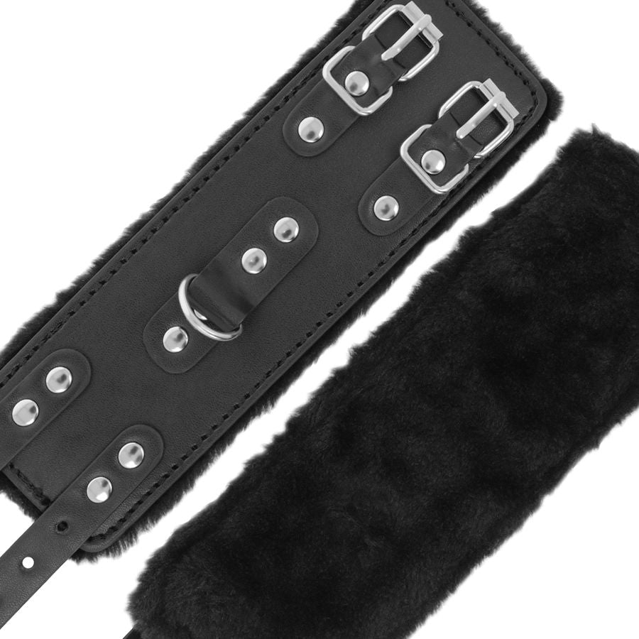 Manette nere regolabili in pelle con fodera di Darkness, immagine 5