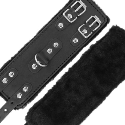Manette nere regolabili in pelle con fodera di Darkness, immagine 5