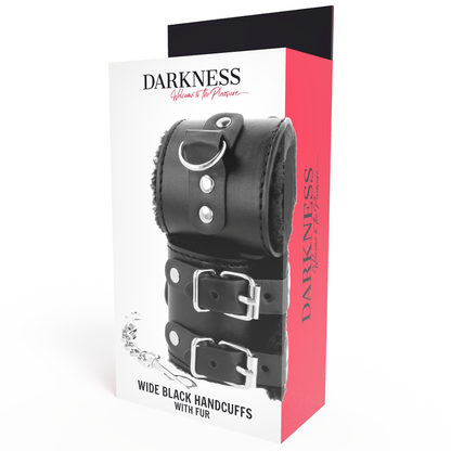 Manette nere regolabili in pelle con fodera di Darkness, immagine 6