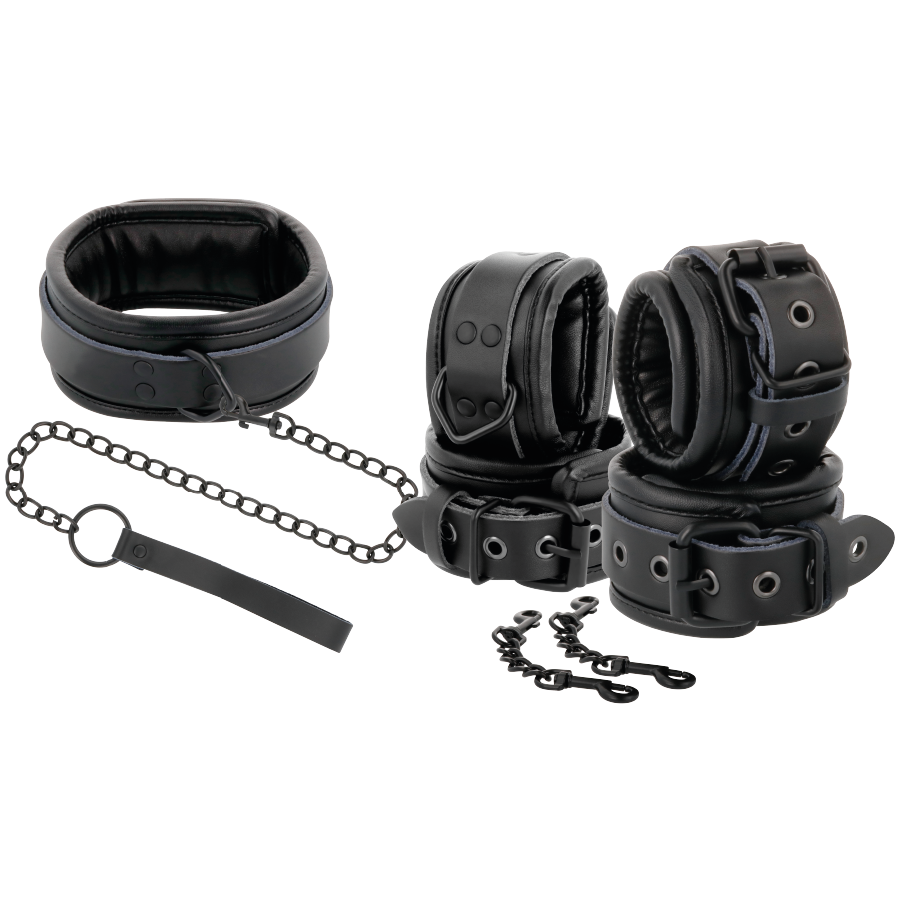 Manette e colletto in pelle nera di Darkness, immagine 2