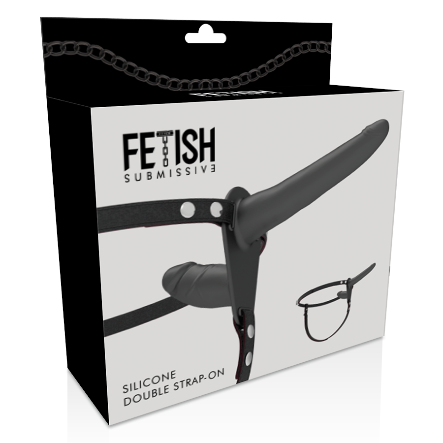 Dildo doppia penetrazione nera di Fetish Submissive Harness, immagine 5