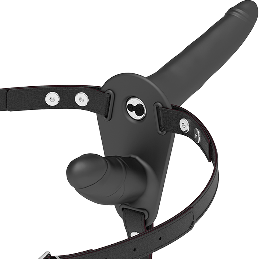 Vibratore nero a doppia penetrazione di Fetish Submissive Harness