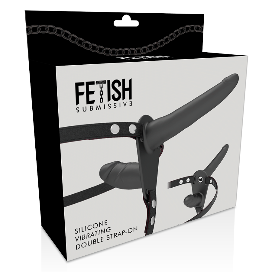 Vibratore nero a doppia penetrazione di Fetish Submissive Harness, immagine 6