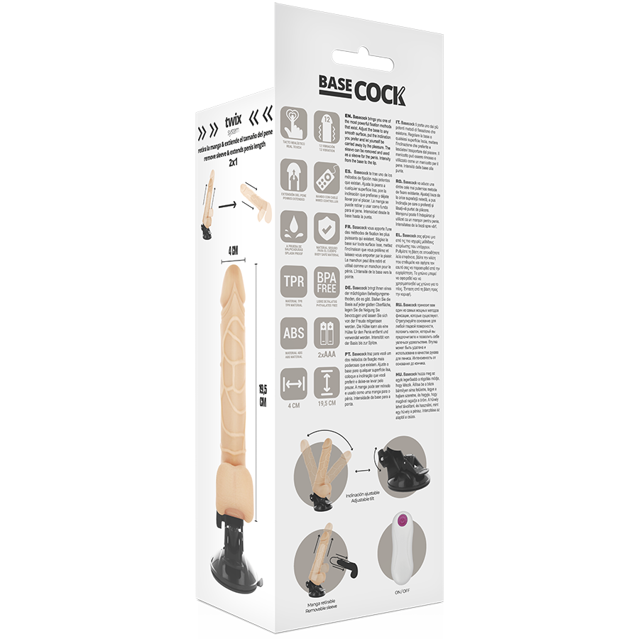 Vibratore realistico telecomando naturale con testicoli 19.5 cm Ø 4 cm, immagine 5