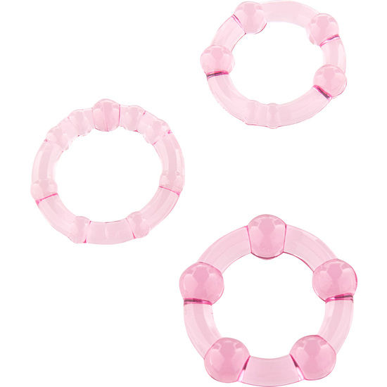 Set di tre anelli per pene rosa di Seven Creations
