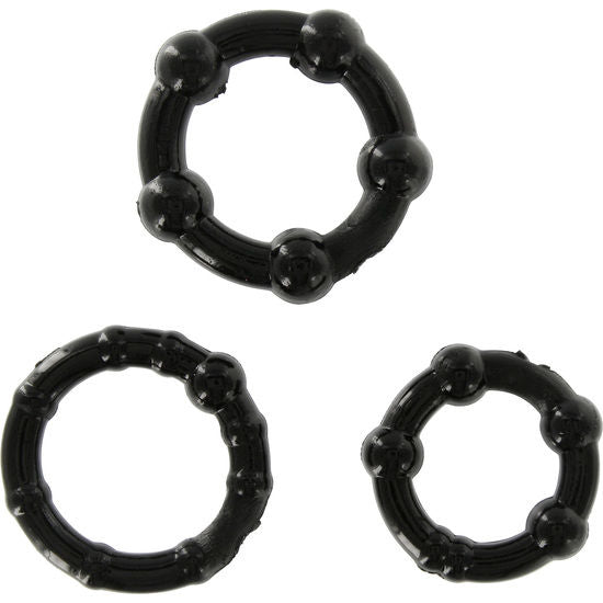 Set di tre anelli per pene neri di Seven Creations