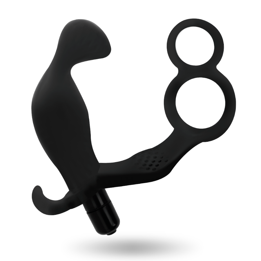 Plug anale con doppio anello per pene e testicoli neri di Addicted Toys, immagine 2