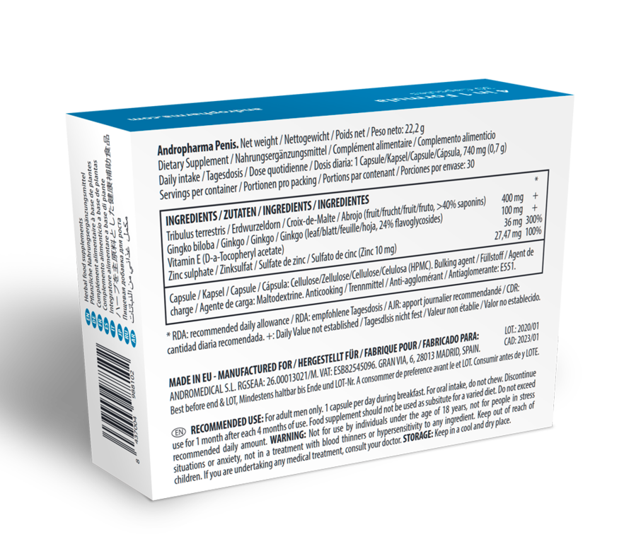 Integratore alimentare a base di erbe per il benessere maschile di Andropharma Penis, immagine 2