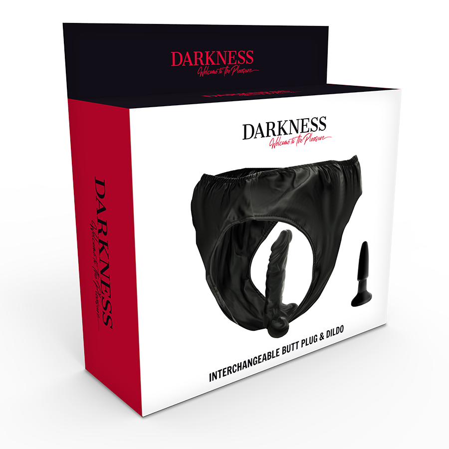 Slip con tappo e dildo intercambiabile di Darkness, immagine 4