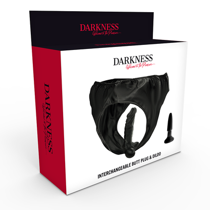 Slip con tappo e dildo intercambiabile di Darkness, immagine 4