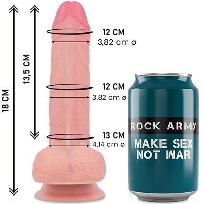 Dildo liquid silicone premium Mustang realistico 18 cm Ø 4.14 cm di Rockarmy