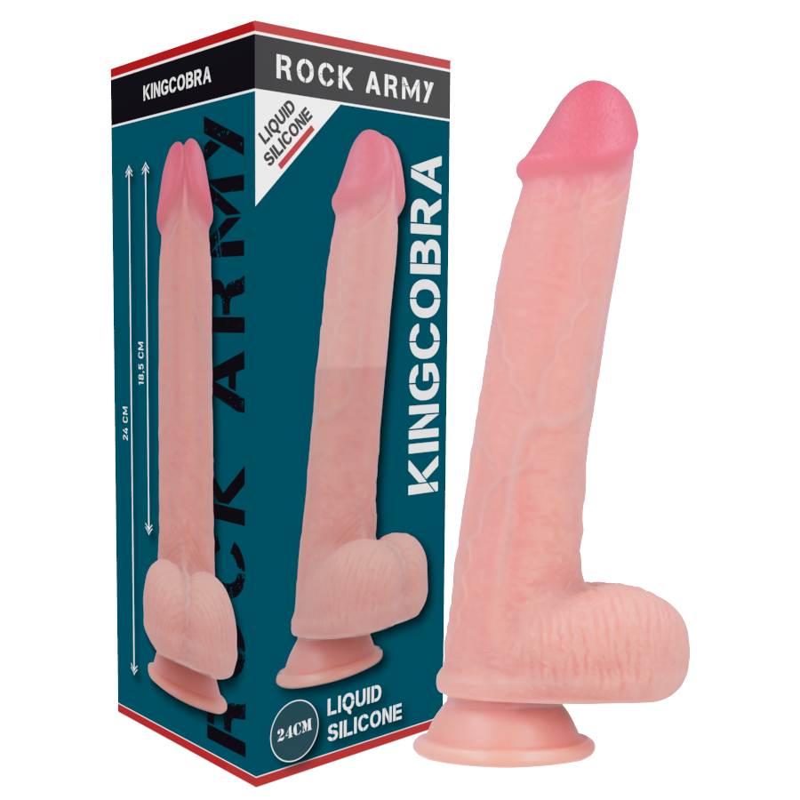 Dildo liquid silicone premium Kingcobra realistico 24 cm Ø 4.77 cm di Rockarmy, immagine 2