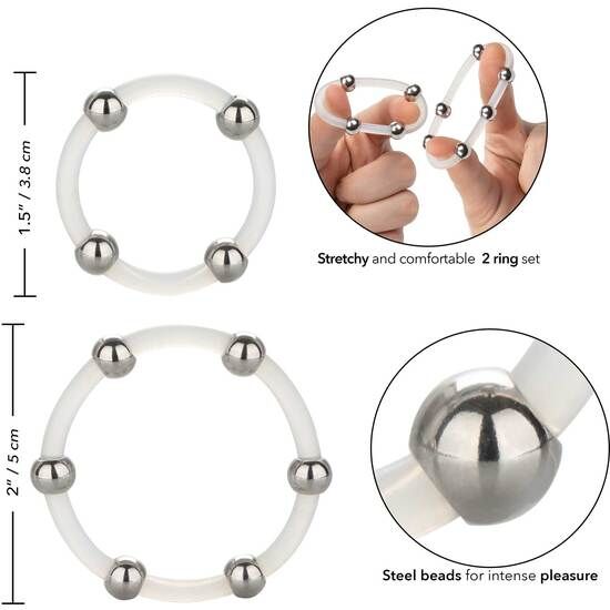 Set di anelli in silicone con perline in acciaio di Calexotics, immagine 4