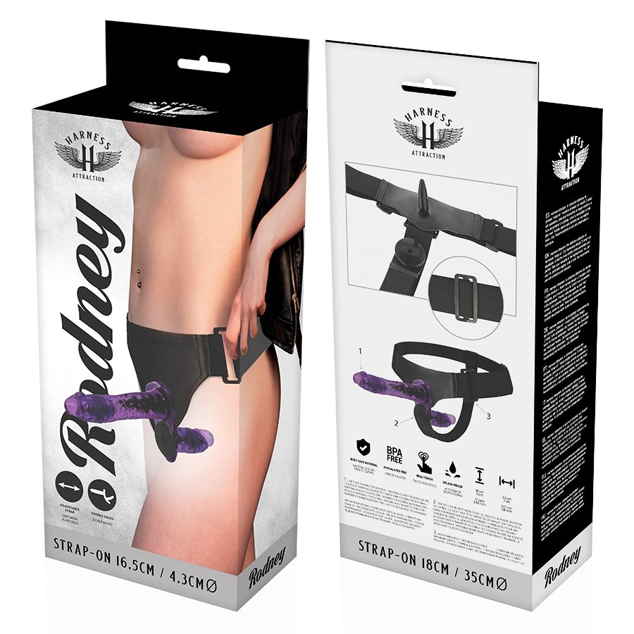 Vibratore Rodney doppia penetrazione 18 cm Ø 3.5 cm di Harness Attraction, immagine 6