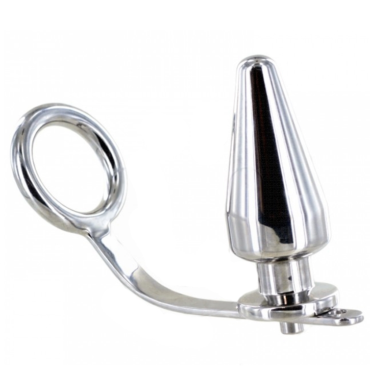 Anello in acciaio duro con tappo anale 45 x 45 mm di Metal Hard