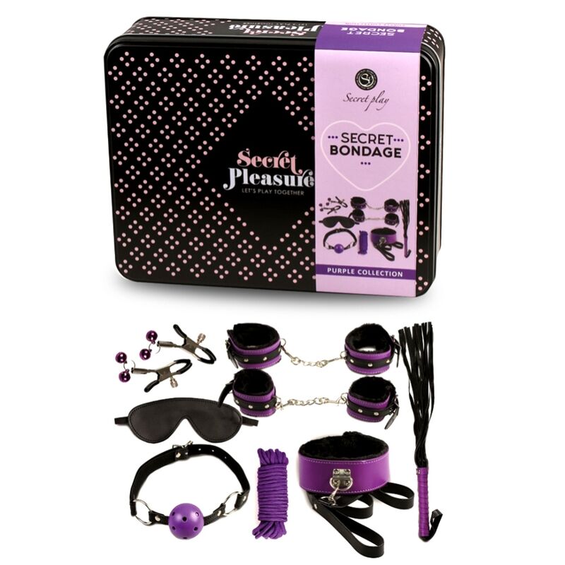 BDSM set 8pcs viola / nero di Secretplay, immagine 2