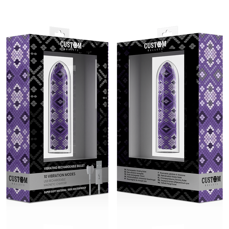 Gadget erotico rechargeable Snake purple bullet 10v di Custom Bullets, immagine 4