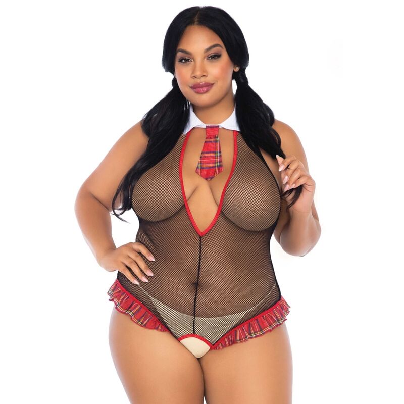 Teddy Schoolgirl Crothless Fitness plus taglia di Leg Avenue