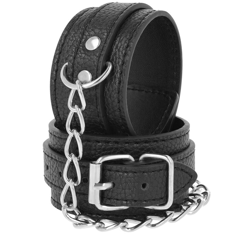 Manette in pelle strutturata nera di Darkness, immagine 2