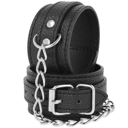 Manette in pelle strutturata nera di Darkness, immagine 2