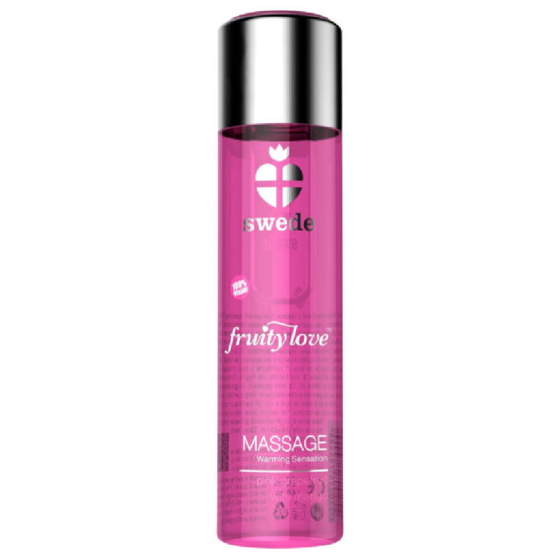 Olio da massaggio Fruity love effetto riscaldante lampone rosa e Rabarbaro 120 ml di Swede