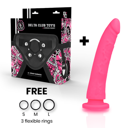 Imbracatura Toys e dong silicone rosa 17 cm Ø 3 cm di Delta Club, immagine 2