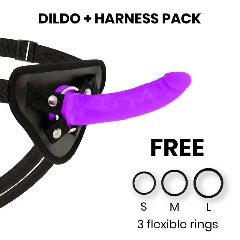 Imbracatura Toys e dong silicone viola 17 cm Ø 3 cm di Delta Club