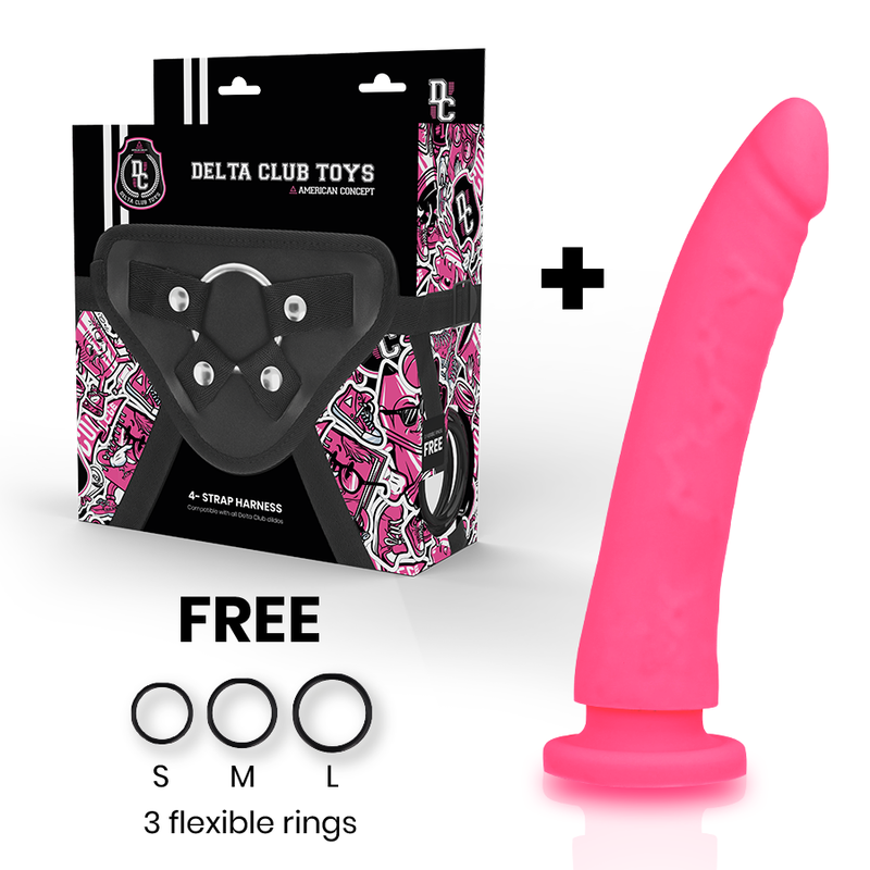 Imbracatura Toys e dong silicone rosa 20 cm Ø 4 cm di Delta Club, immagine 2