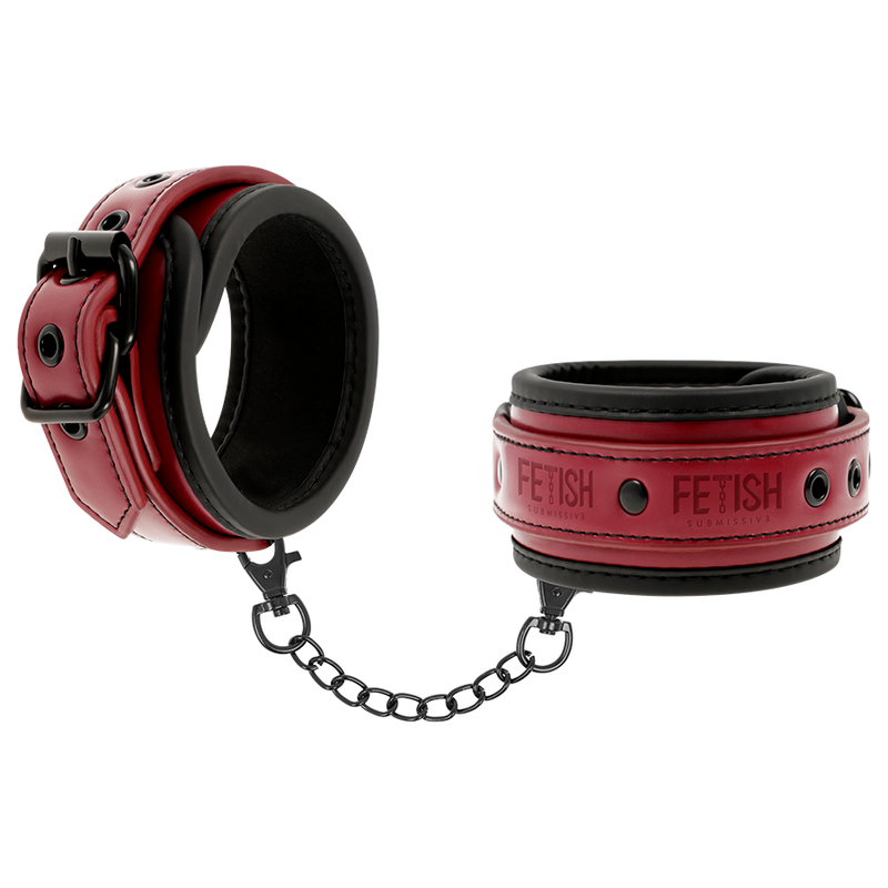 Manette vegan in pelle con fodera in neoprene di Fetish Submissive Dark Room
