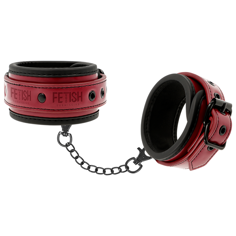 Manette alla caviglia vegan in pelle con fodera in neoprene di Fetish Submissive Dark Room