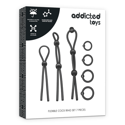 Set di anelli per il pene flessibili in silicone 7 pezzi di Addicted Toys, immagine 7